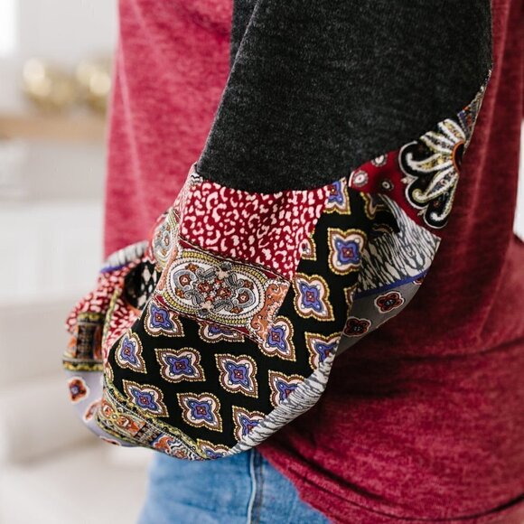 First Love Heathered Red w/ Gray Sleeves & Pattern - Picture 3 of 4